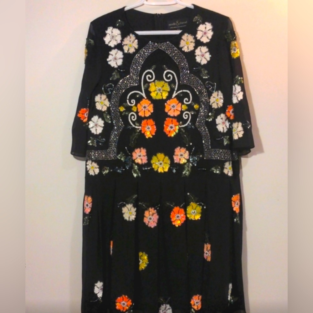 Needle & thread floral embroidered sequin dress 8